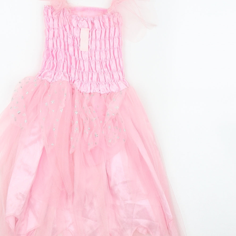 Little Princess Girls Pink  Polyester Fit & Flare  Size 3-4 Years  Square Neck  - Fancy Dress