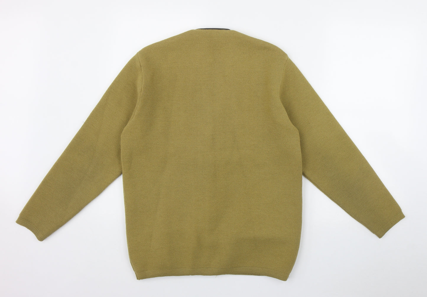 Priory Womens Yellow V-Neck  Wool Cardigan Jumper Size M