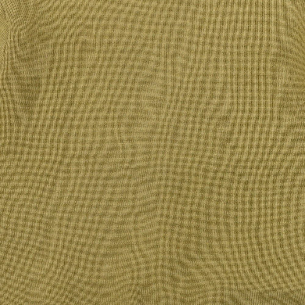 Priory Womens Yellow V-Neck  Wool Cardigan Jumper Size M