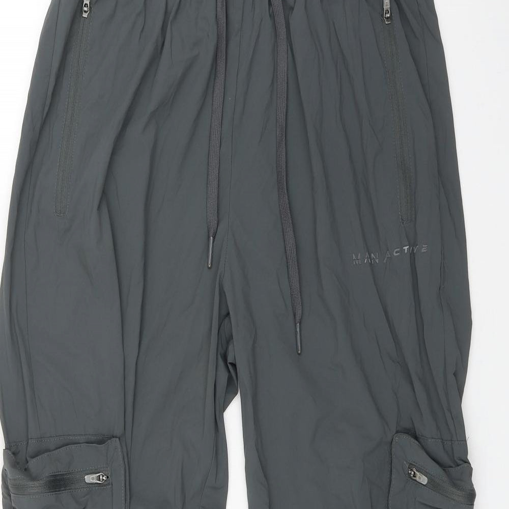 BoohooMan Mens Grey  Polyester Jogger Trousers Size M L30 in Regular