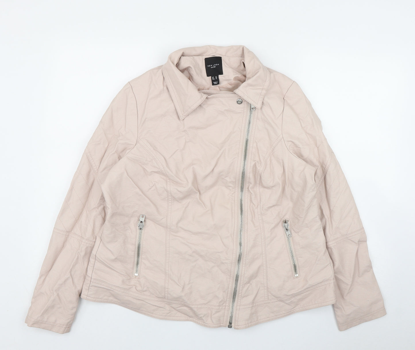 New Look Womens Pink   Biker Jacket Size 18  Zip