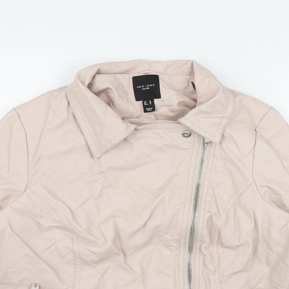New Look Womens Pink   Biker Jacket Size 18  Zip