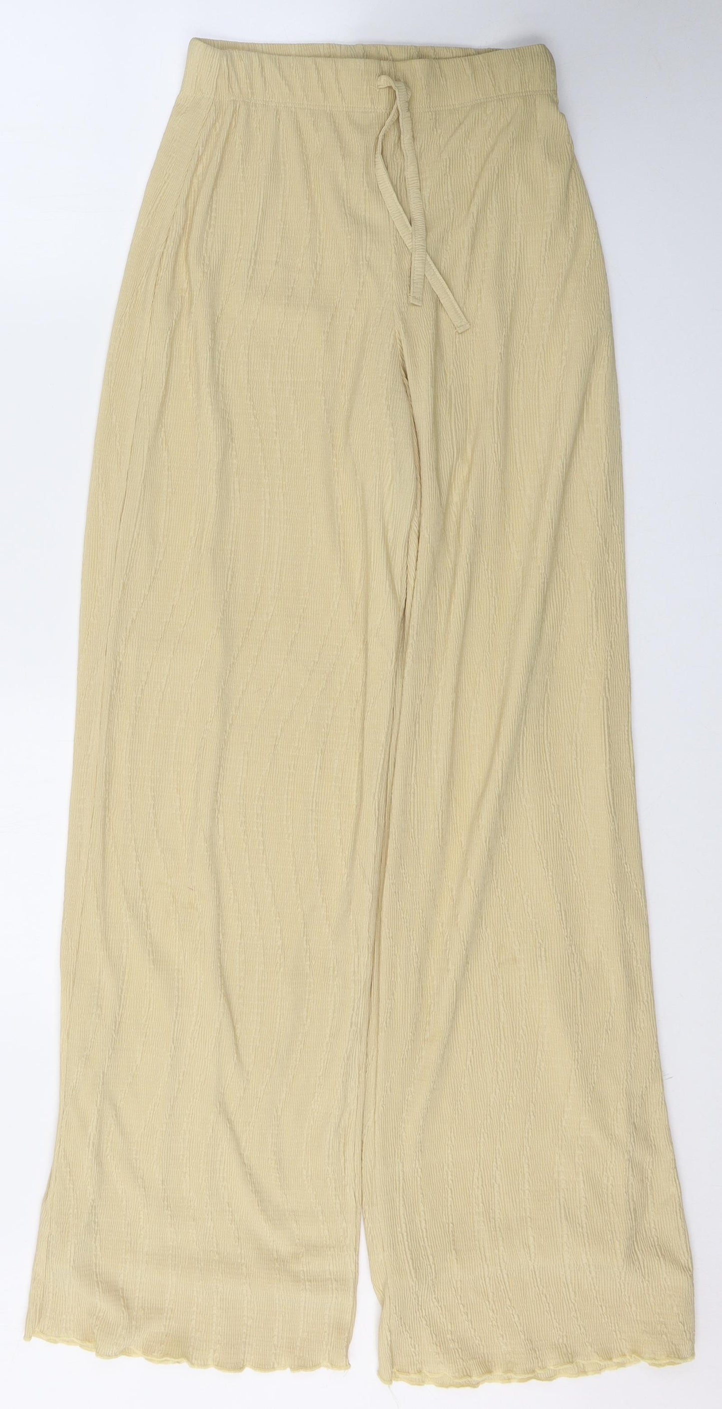 Topshop Womens Beige  Polyester Trousers  Size 8 L32 in Regular Tie