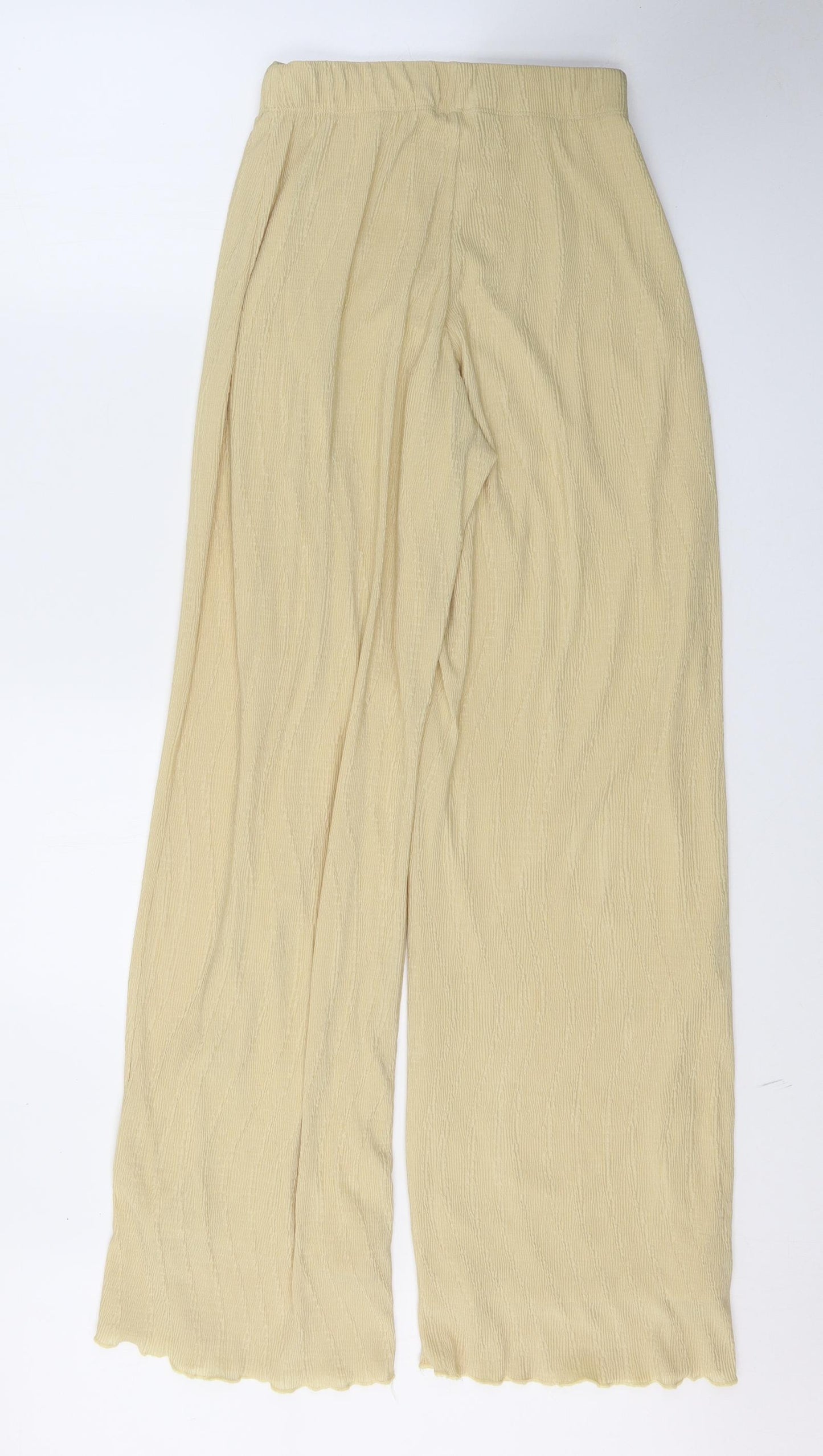 Topshop Womens Beige  Polyester Trousers  Size 8 L32 in Regular Tie