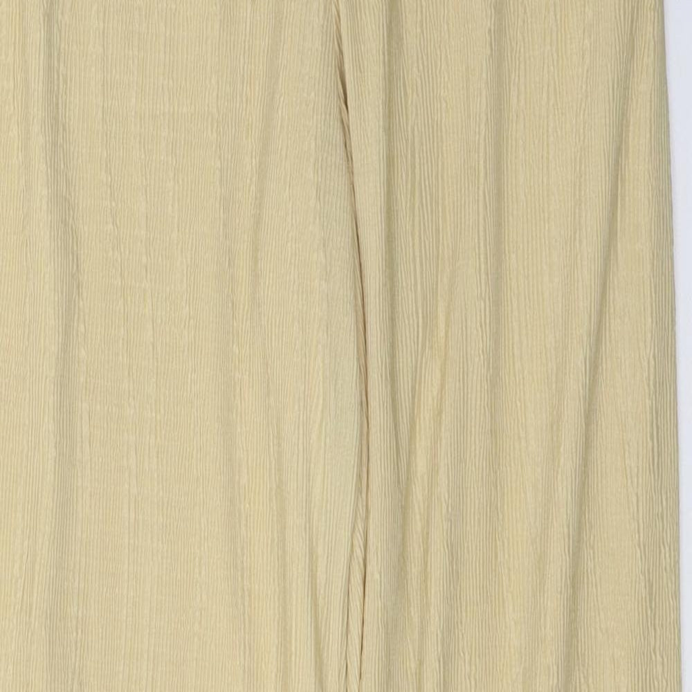 Topshop Womens Beige  Polyester Trousers  Size 8 L32 in Regular Tie
