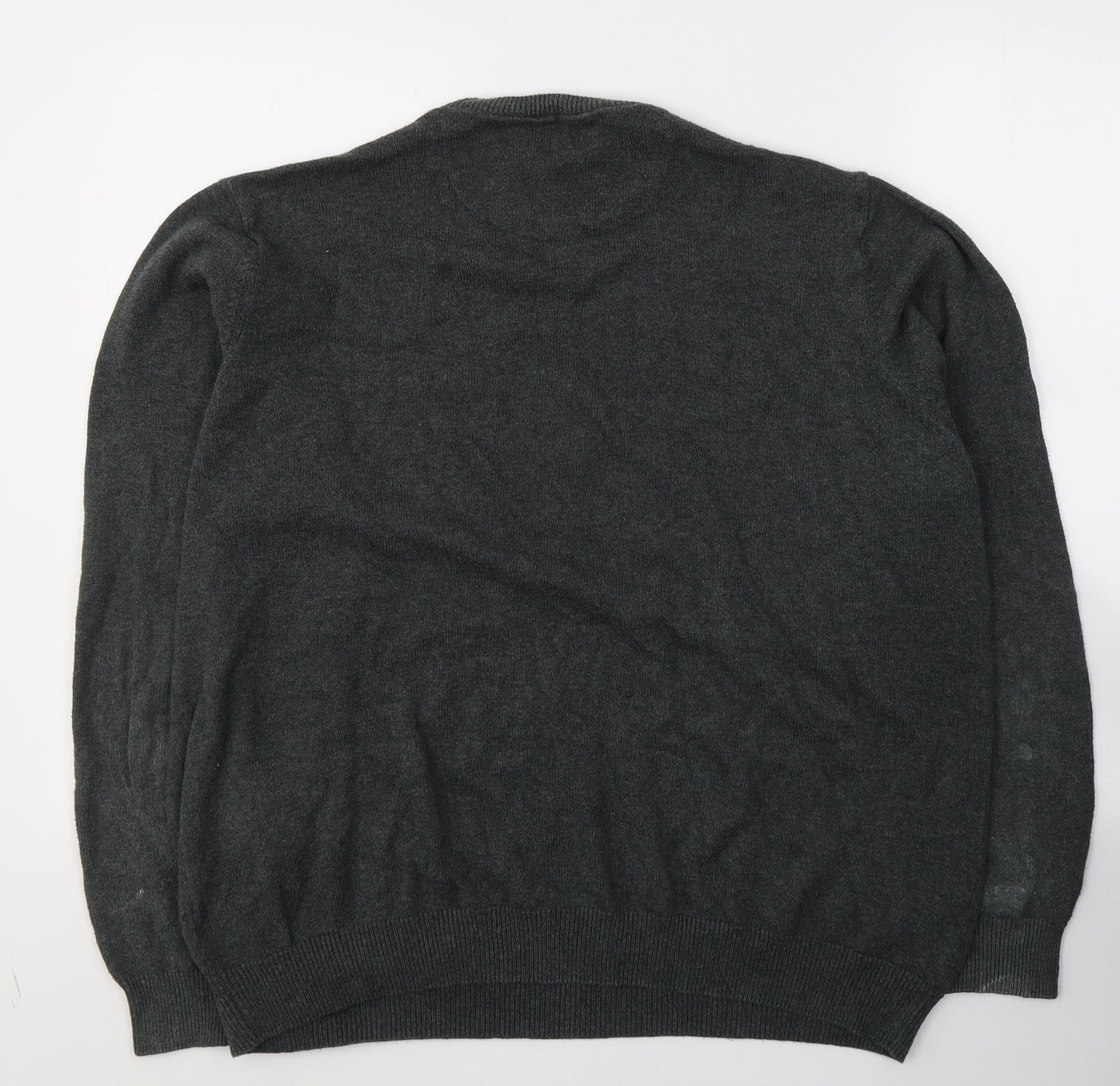 Marks and Spencer Mens Grey V-Neck  Cotton Pullover Jumper Size XL