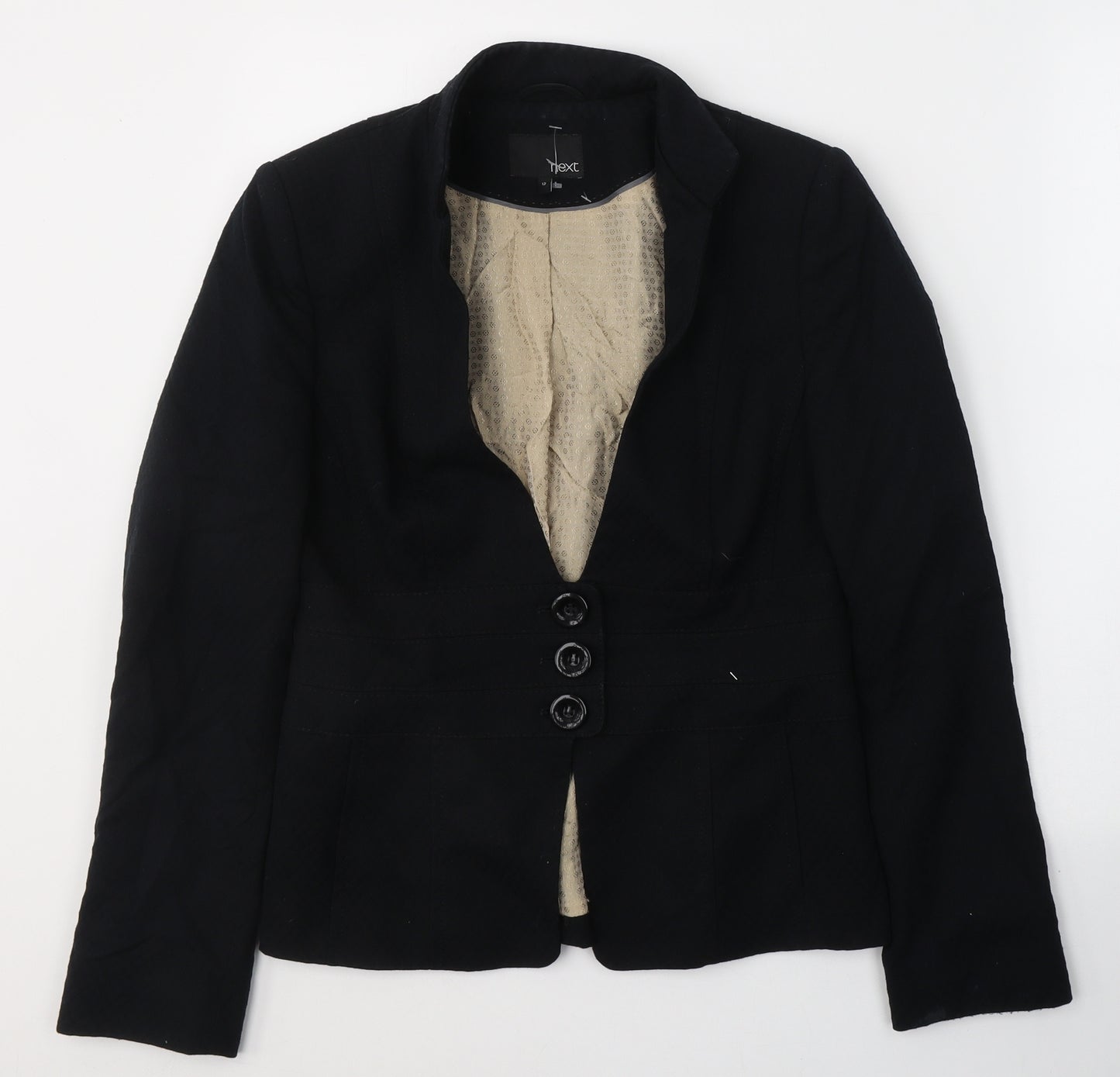 NEXT Womens Black Geometric  Jacket Blazer Size 12  Button