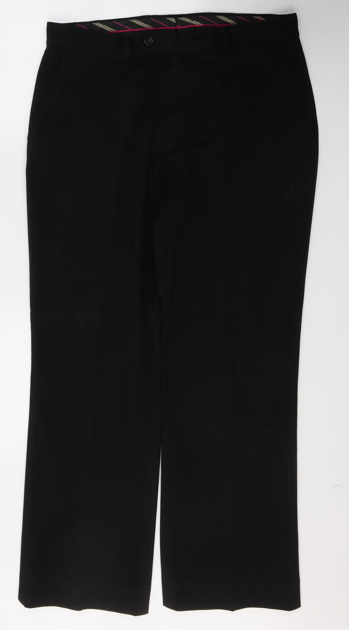 Dunnes Stores Mens Black Polyester Trousers Size 36 in L31 in Regular Button
