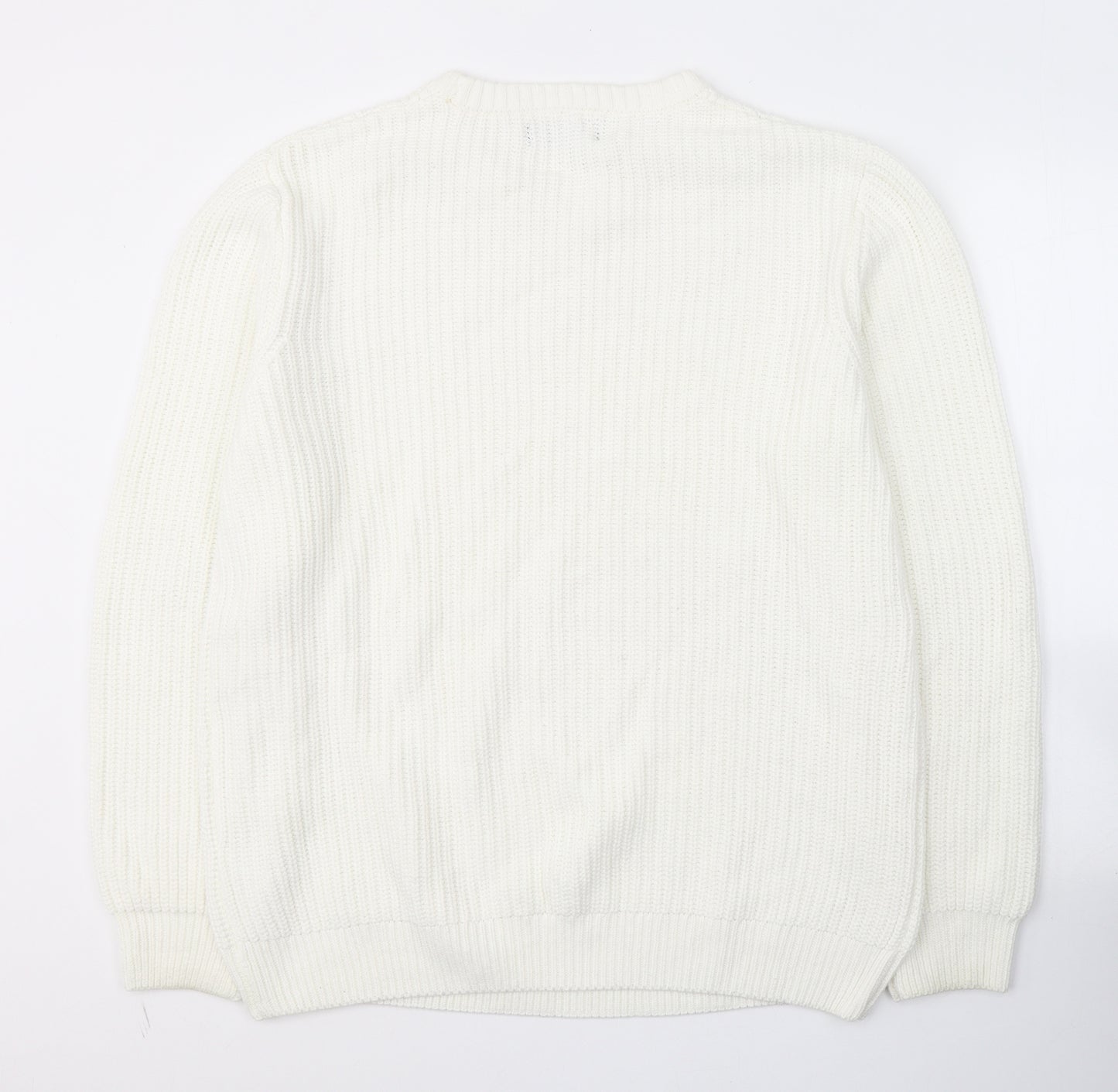 Primark Mens White Round Neck  Cotton Pullover Jumper Size XL