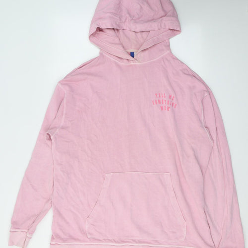 H&M Womens Pink  Cotton Pullover Hoodie Size L  Pullover - Tell me something new
