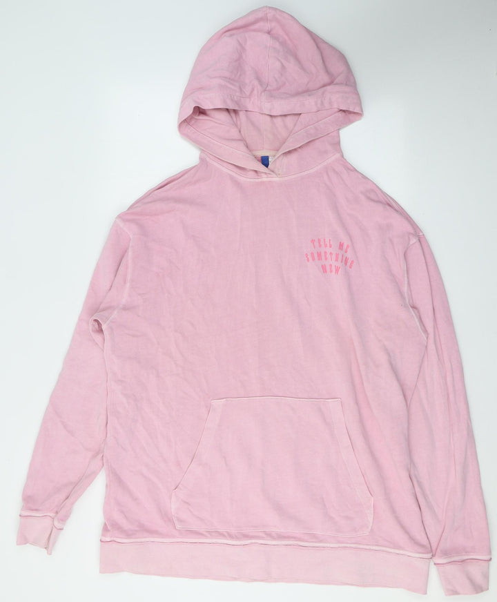 H&M Womens Pink  Cotton Pullover Hoodie Size L  Pullover - Tell me something new