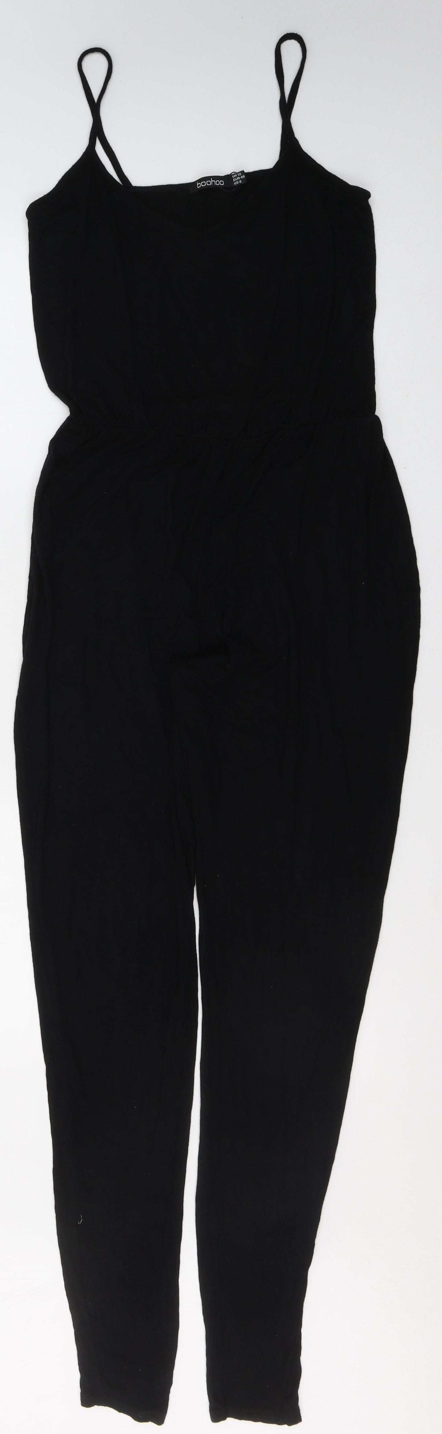 Boohoo Womens Black  Viscose Jumpsuit One-Piece Size 12 L32 in Pullover