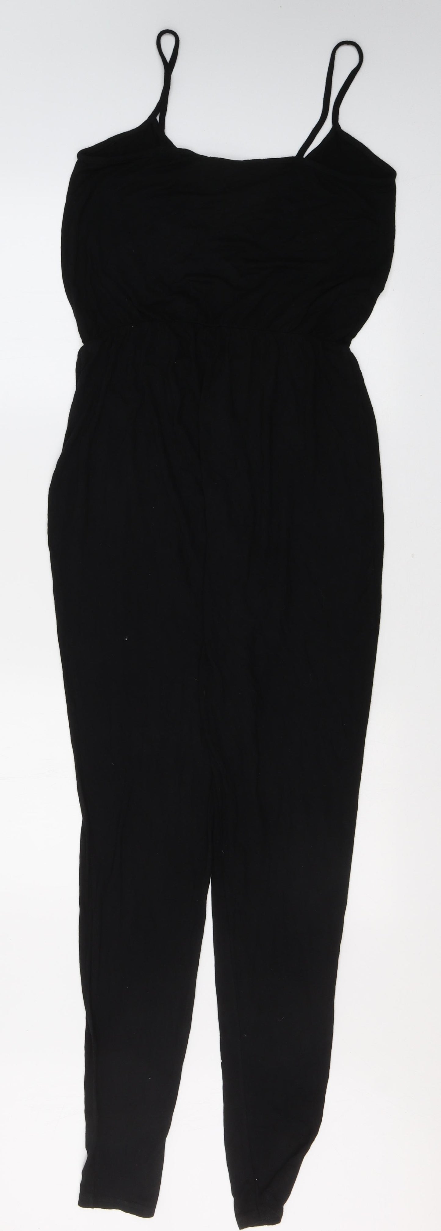 Boohoo Womens Black  Viscose Jumpsuit One-Piece Size 12 L32 in Pullover