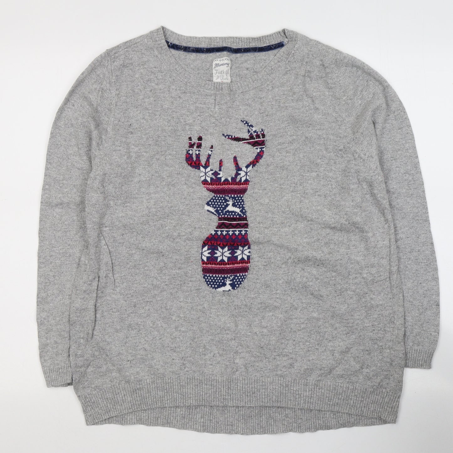 Debenhams Womens Grey  Cotton Jersey T-Shirt Size 18 Round Neck - Christmas Reindeer