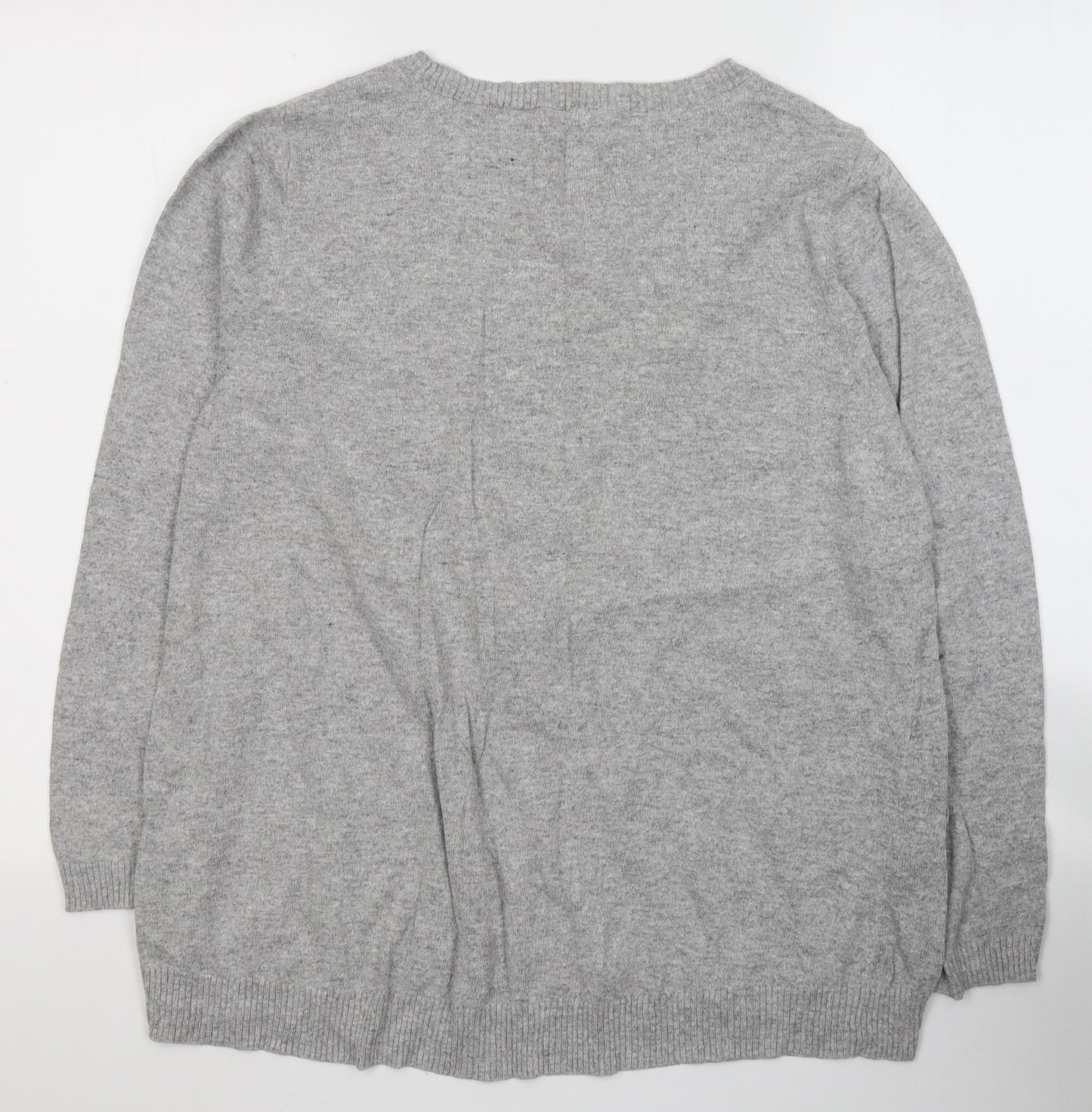 Debenhams Womens Grey  Cotton Jersey T-Shirt Size 18 Round Neck - Christmas Reindeer