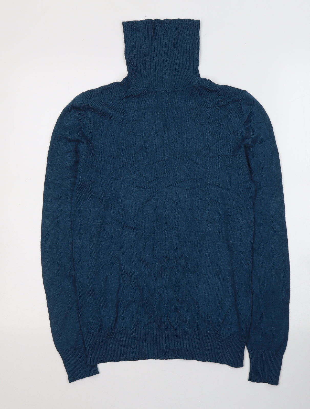 F&F Womens Blue  Viscose Jersey T-Shirt Size 14 Roll Neck