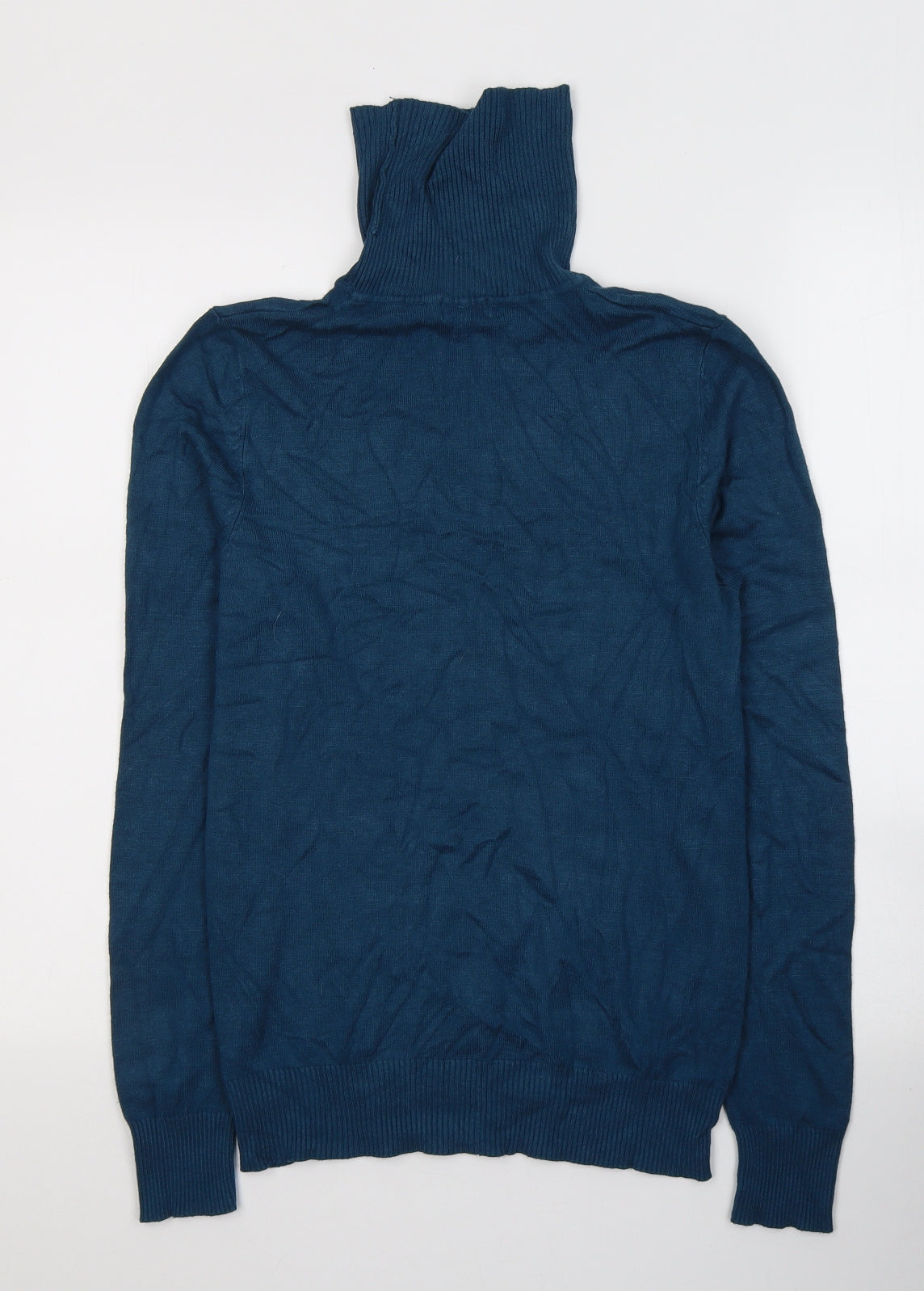 F&F Womens Blue  Viscose Jersey T-Shirt Size 14 Roll Neck