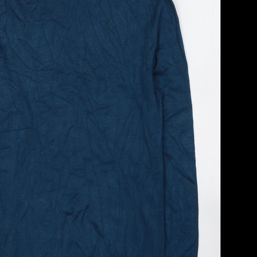 F&F Womens Blue  Viscose Jersey T-Shirt Size 14 Roll Neck