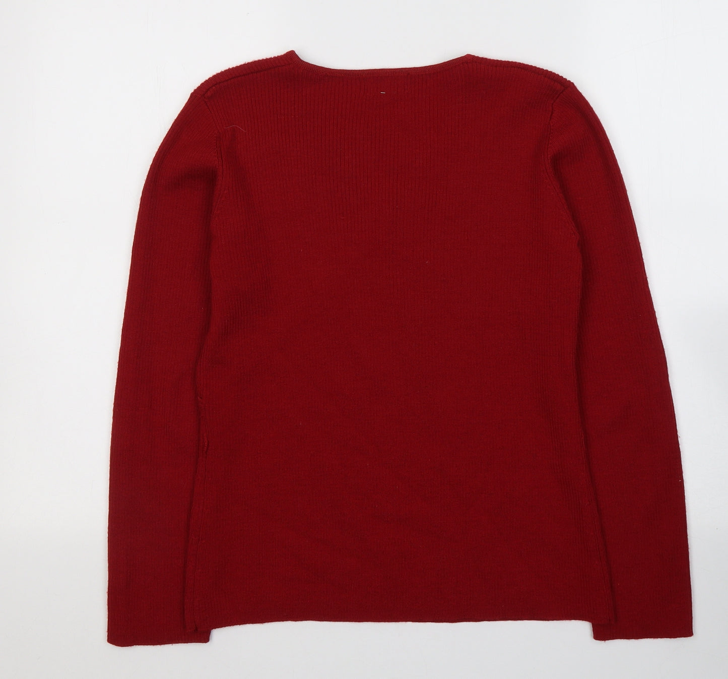 Klass Womens Red  Wool Basic Blouse Size M V-Neck