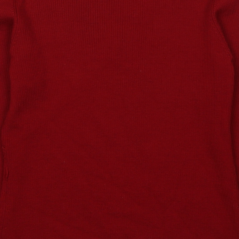 Klass Womens Red  Wool Basic Blouse Size M V-Neck