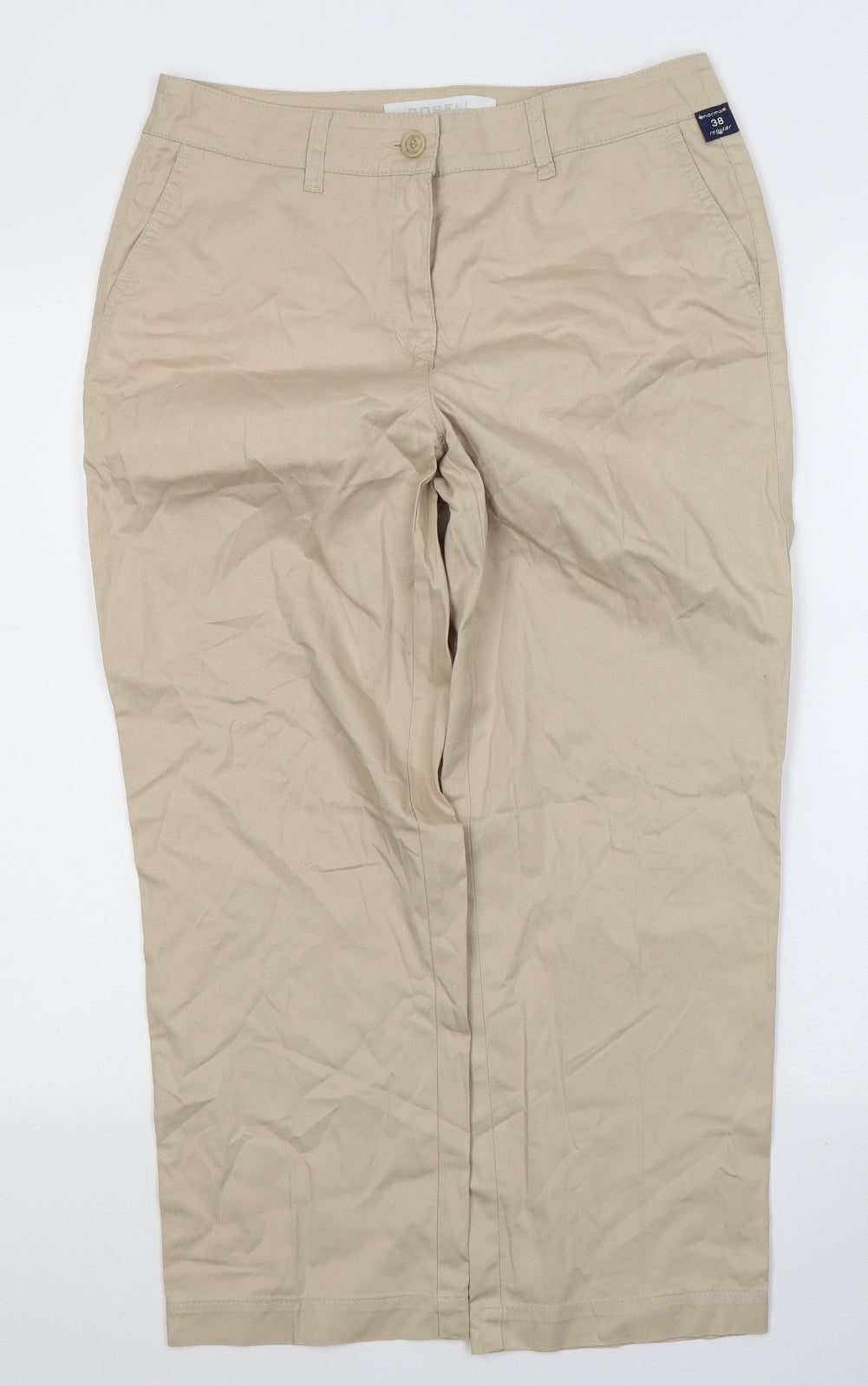 Rebel sports Womens Beige  Cotton Cropped Trousers Size 10 L24 in Regular Button