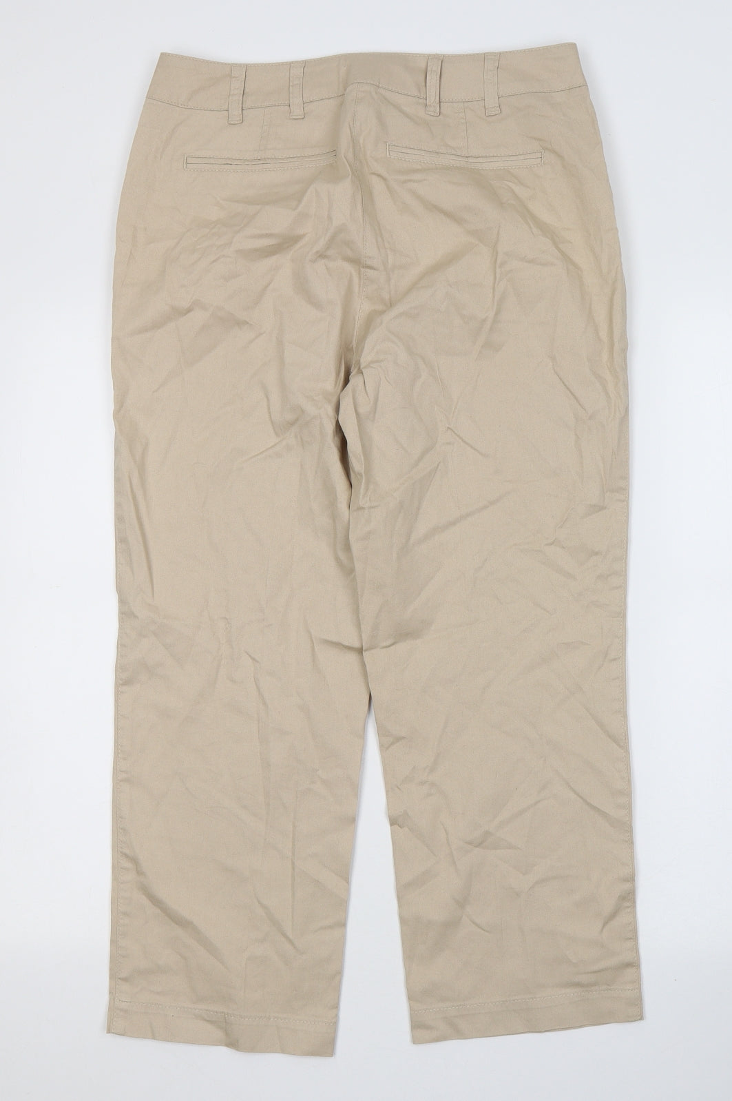 Rebel sports Womens Beige  Cotton Cropped Trousers Size 10 L24 in Regular Button