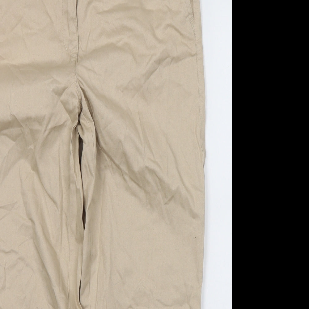 Rebel sports Womens Beige  Cotton Cropped Trousers Size 10 L24 in Regular Button