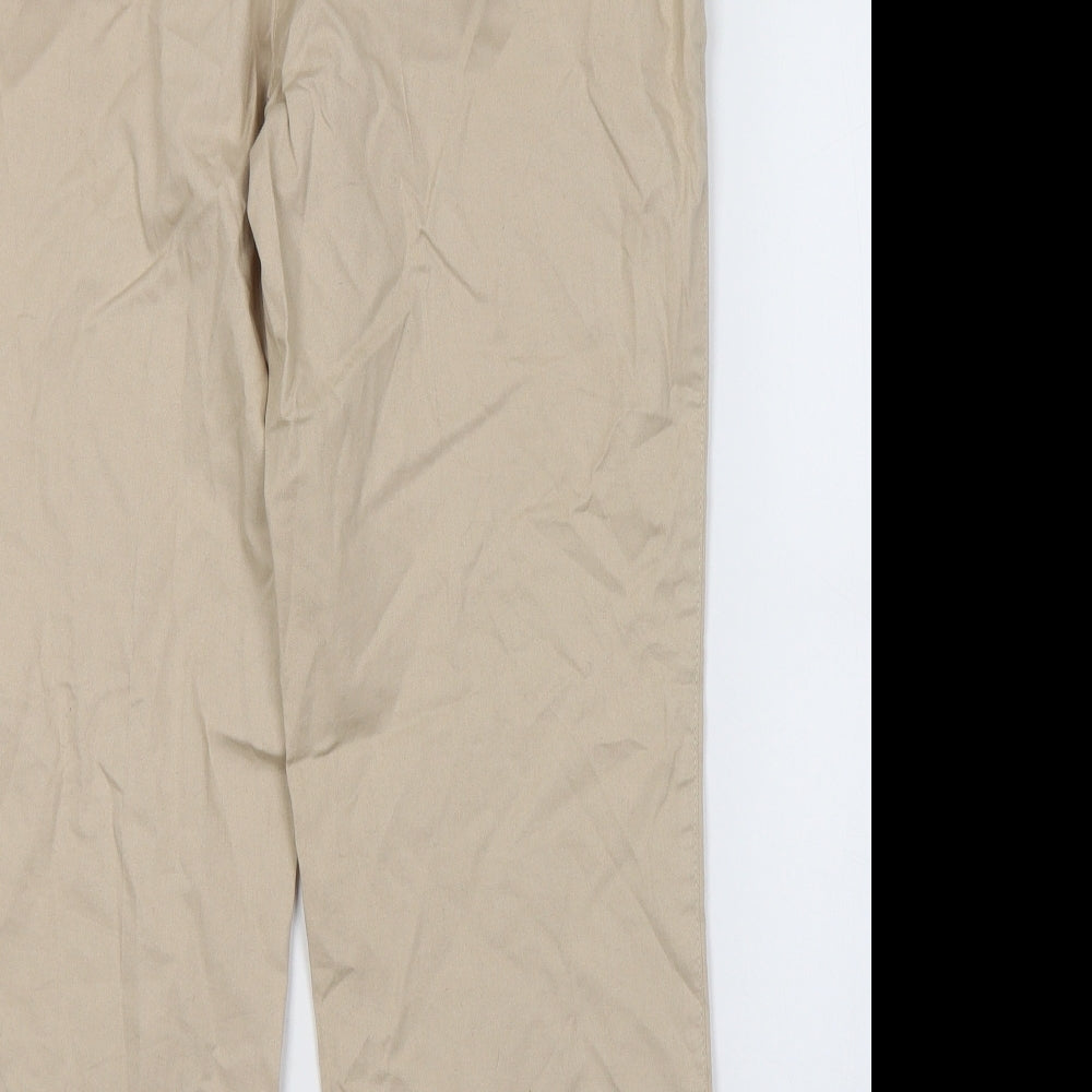 Rebel sports Womens Beige  Cotton Cropped Trousers Size 10 L24 in Regular Button