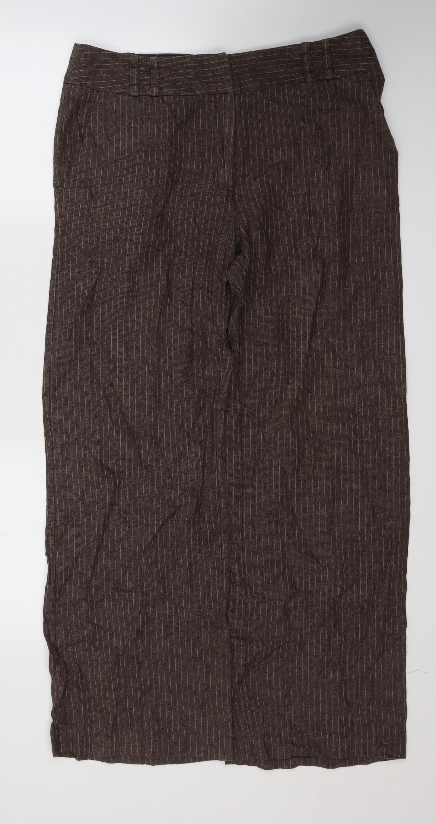 TU Womens Blue  Linen Trousers  Size 12 L27 in Regular Button