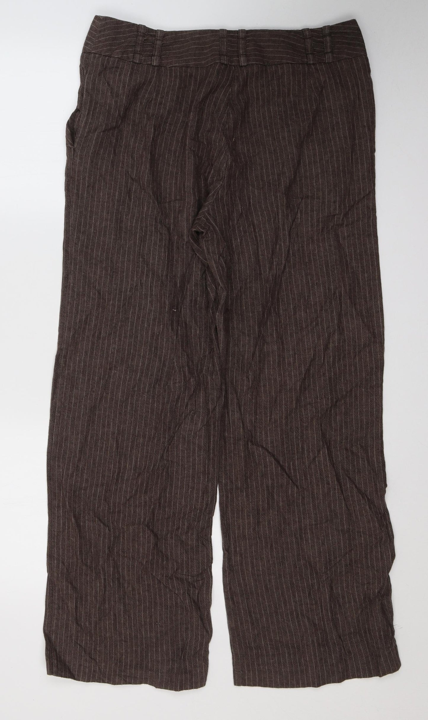 TU Womens Blue  Linen Trousers  Size 12 L27 in Regular Button