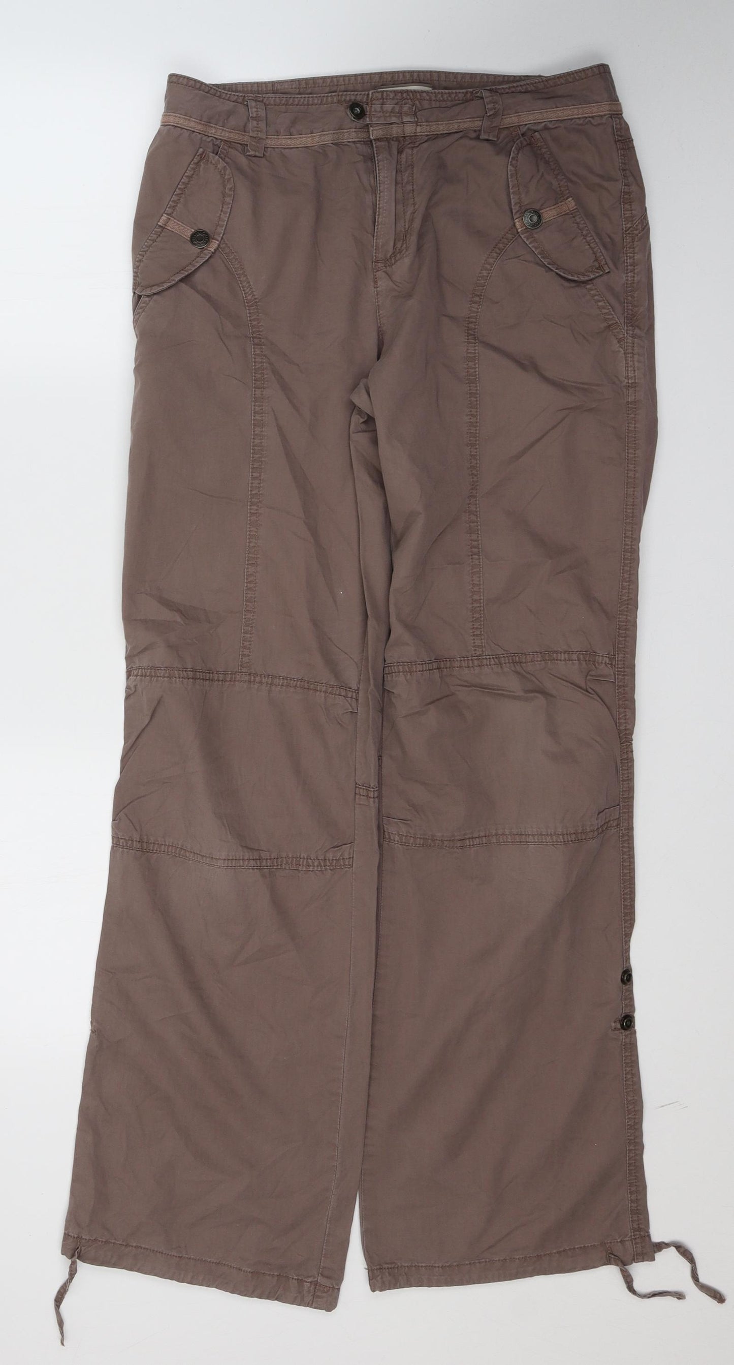 Cherokee Womens Blue  Cotton Cargo Trousers Size 10 L31 in Regular Button