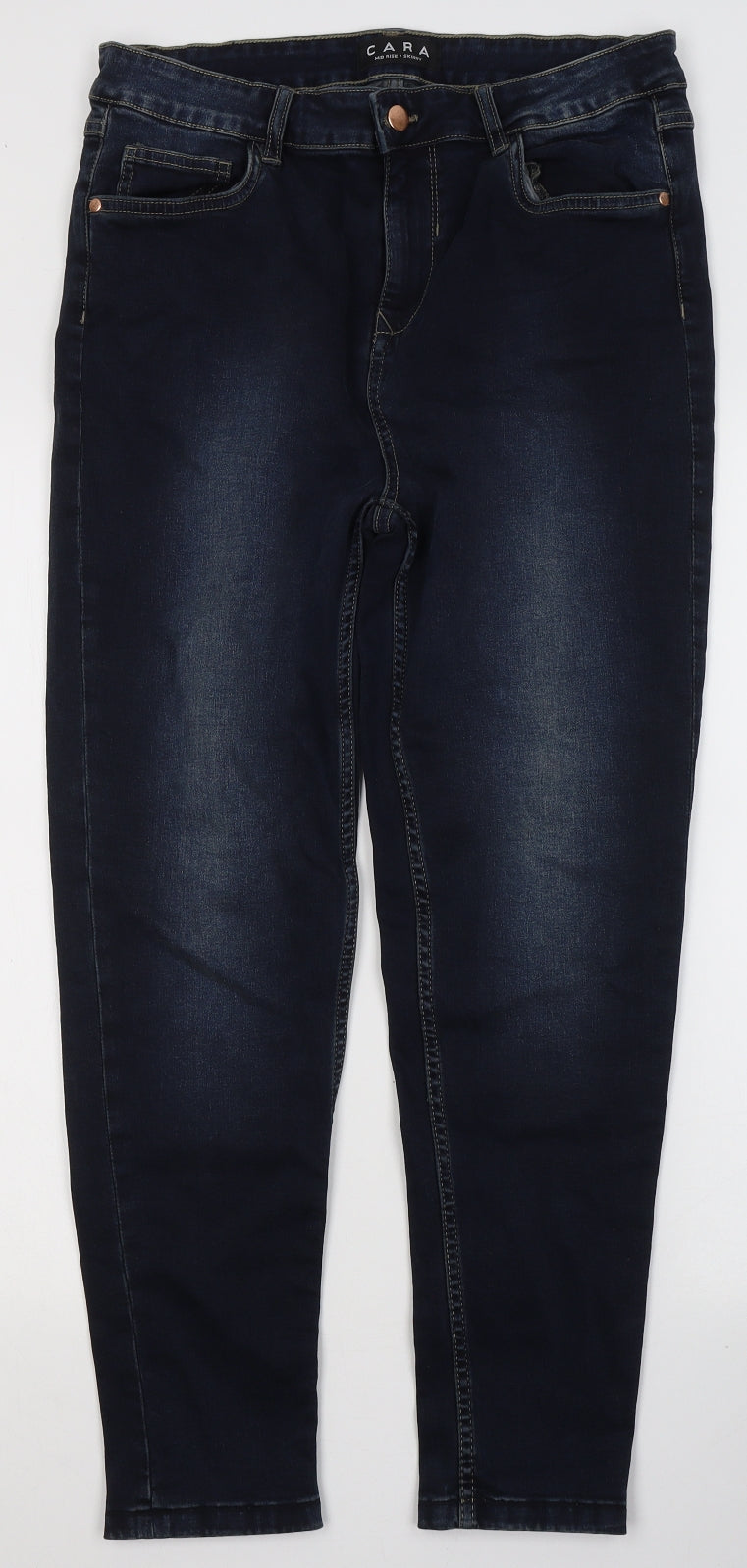 Peacocks Womens Blue  Cotton Skinny Jeans Size 16 L27 in Regular Button