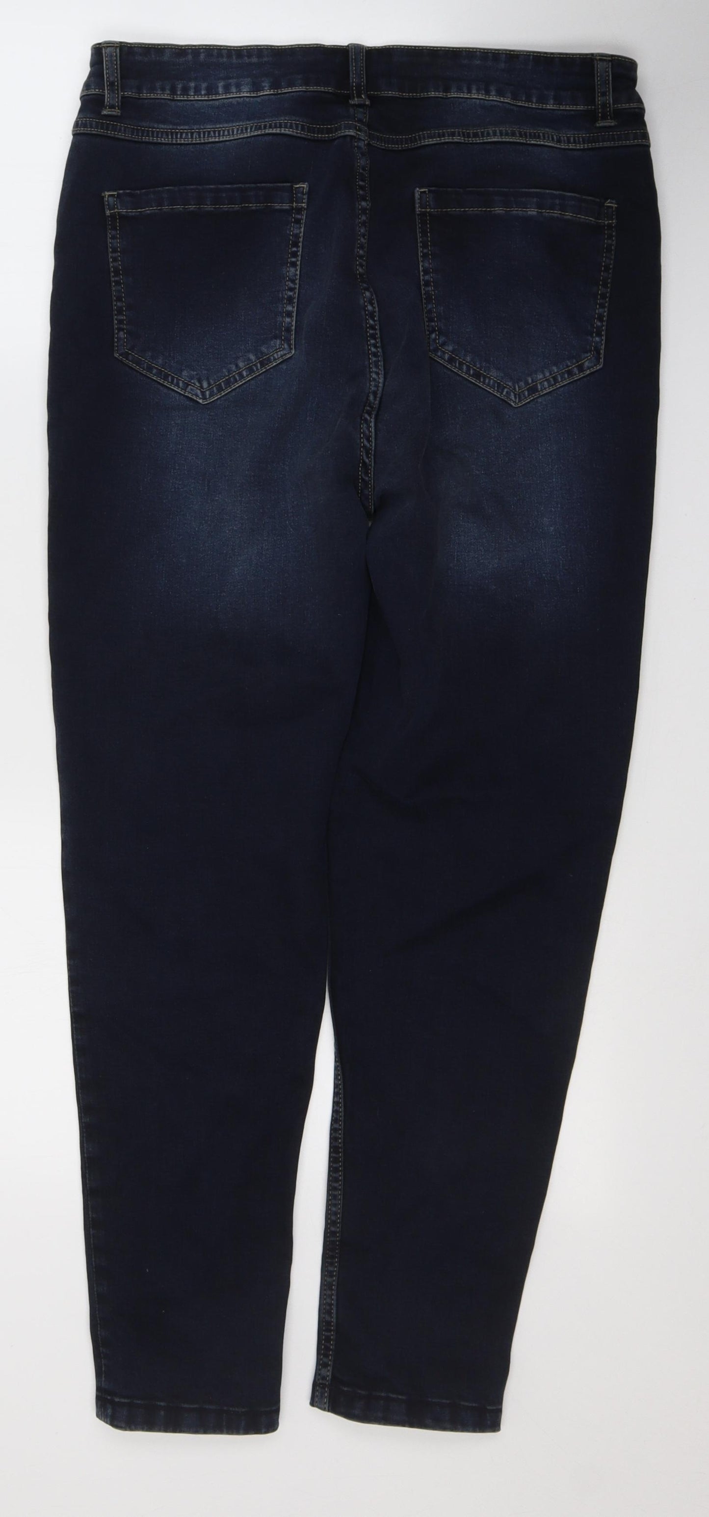 Peacocks Womens Blue  Cotton Skinny Jeans Size 16 L27 in Regular Button