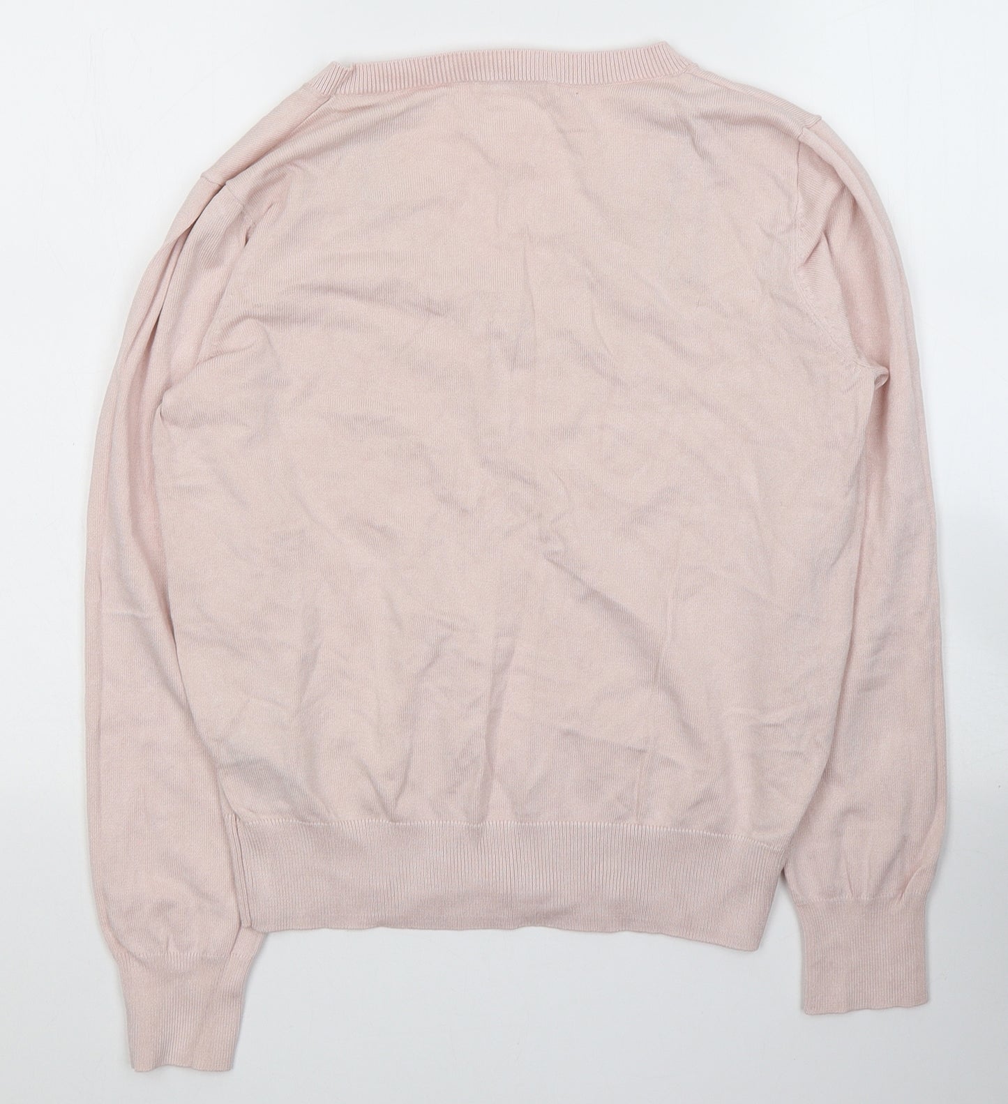 H&M Womens Pink  Viscose Basic T-Shirt Size S V-Neck