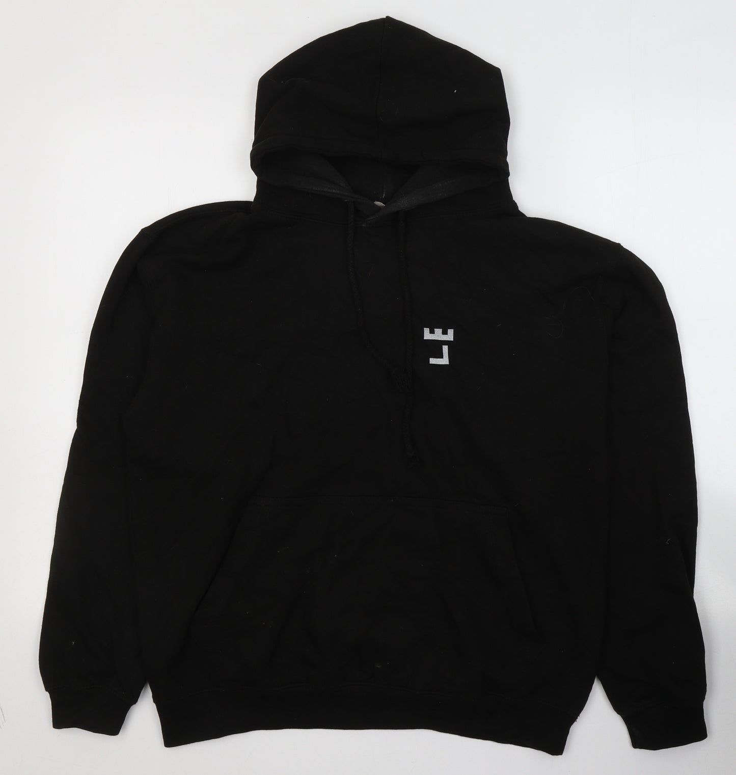 LE Mens Black  Cotton Pullover Hoodie Size M