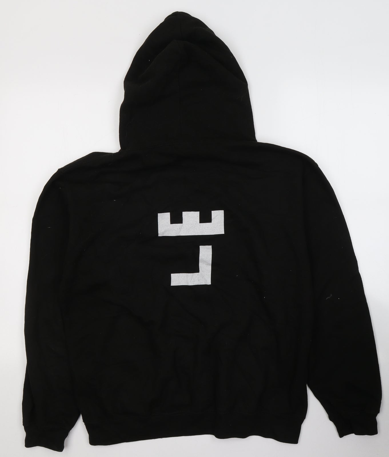 LE Mens Black  Cotton Pullover Hoodie Size M