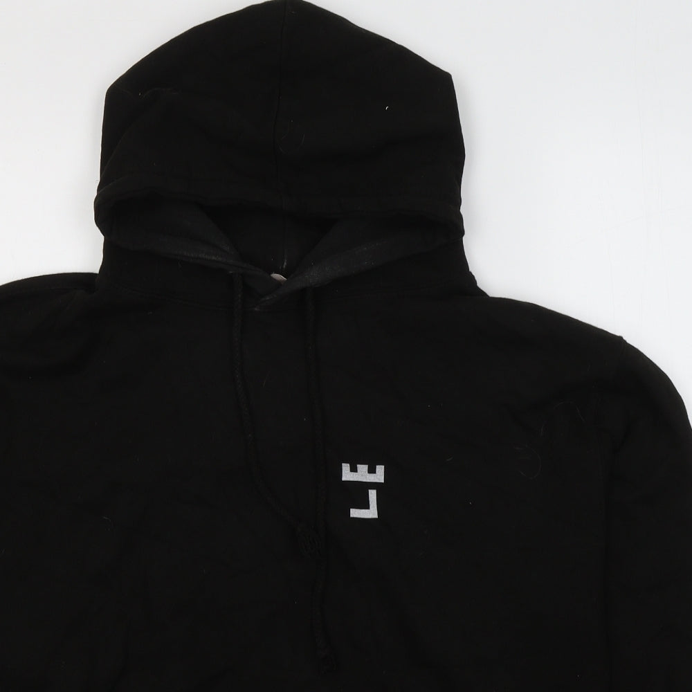 LE Mens Black  Cotton Pullover Hoodie Size M