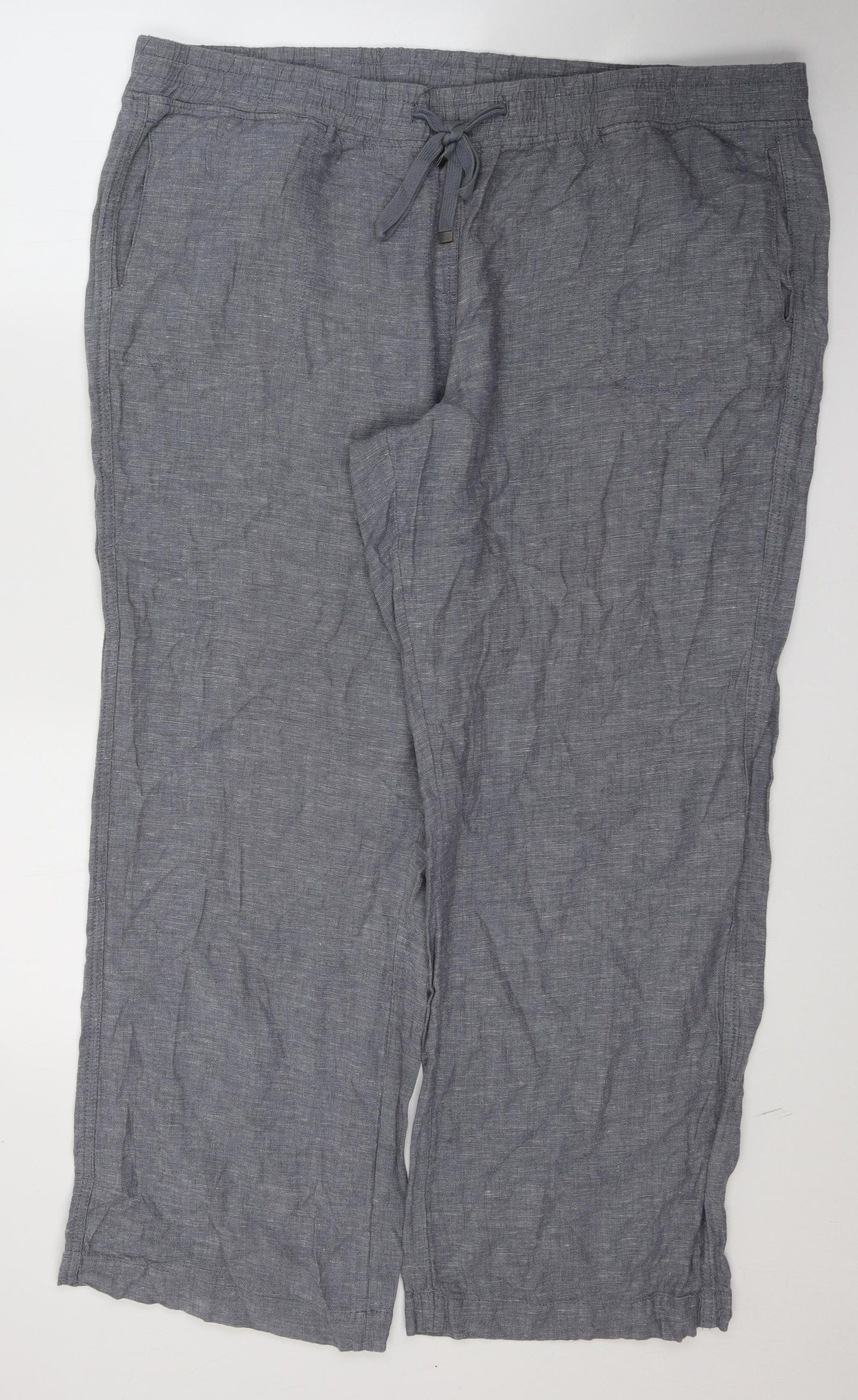 George Womens Grey  Linen Trousers  Size 20 L29 in Regular Tie