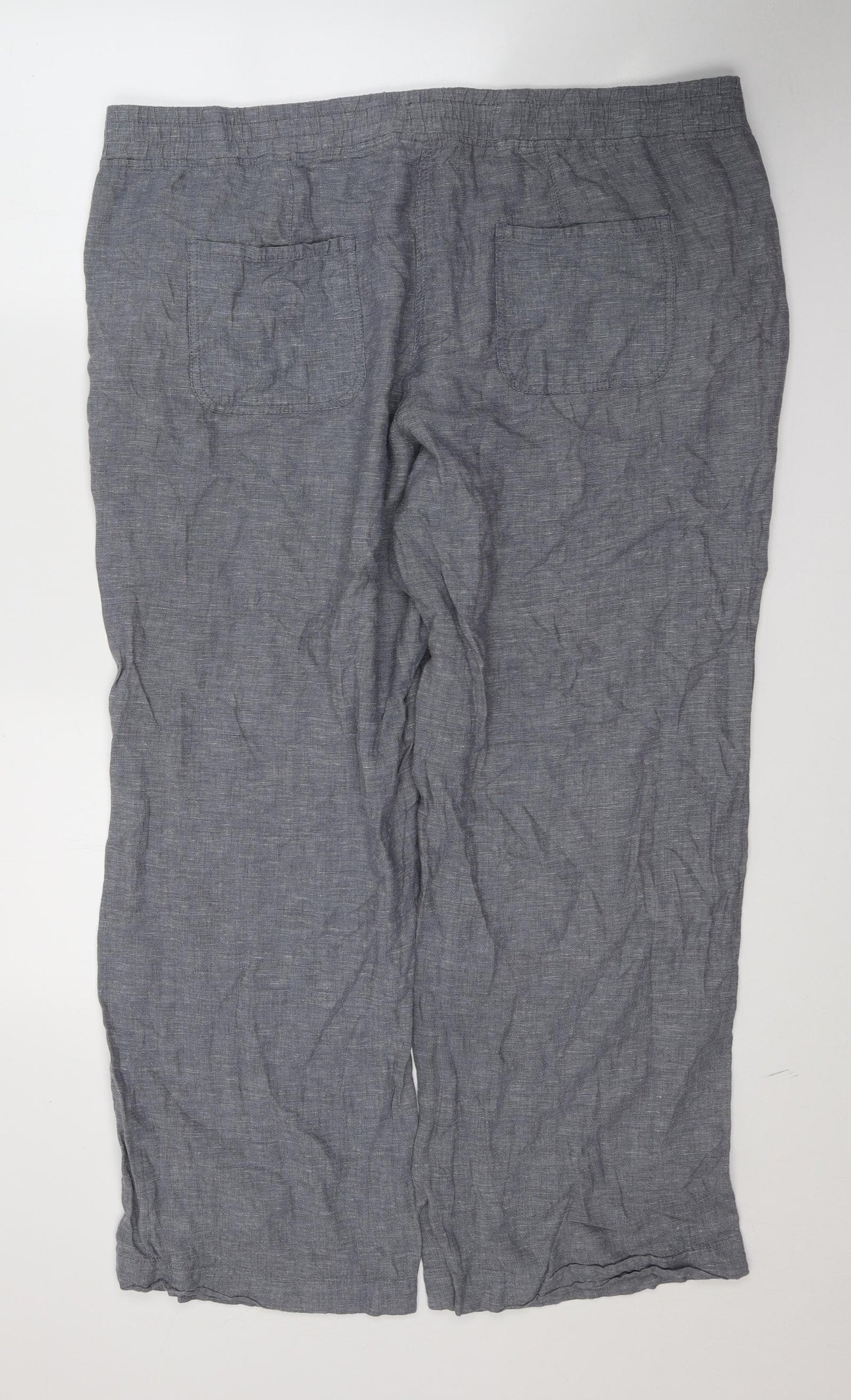 George Womens Grey  Linen Trousers  Size 20 L29 in Regular Tie