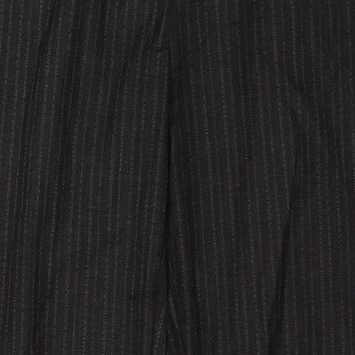 NEXT Womens Black Striped Polyester Trousers  Size 12 L30 in Regular Button