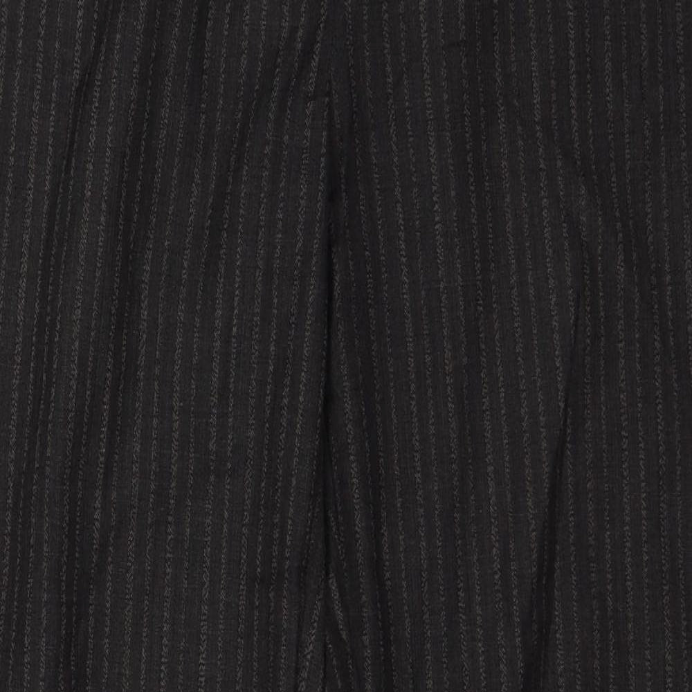 NEXT Womens Black Striped Polyester Trousers  Size 12 L30 in Regular Button