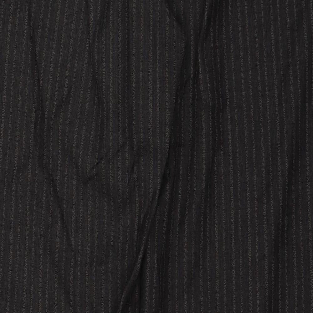 NEXT Womens Black Striped Polyester Trousers  Size 12 L30 in Regular Button
