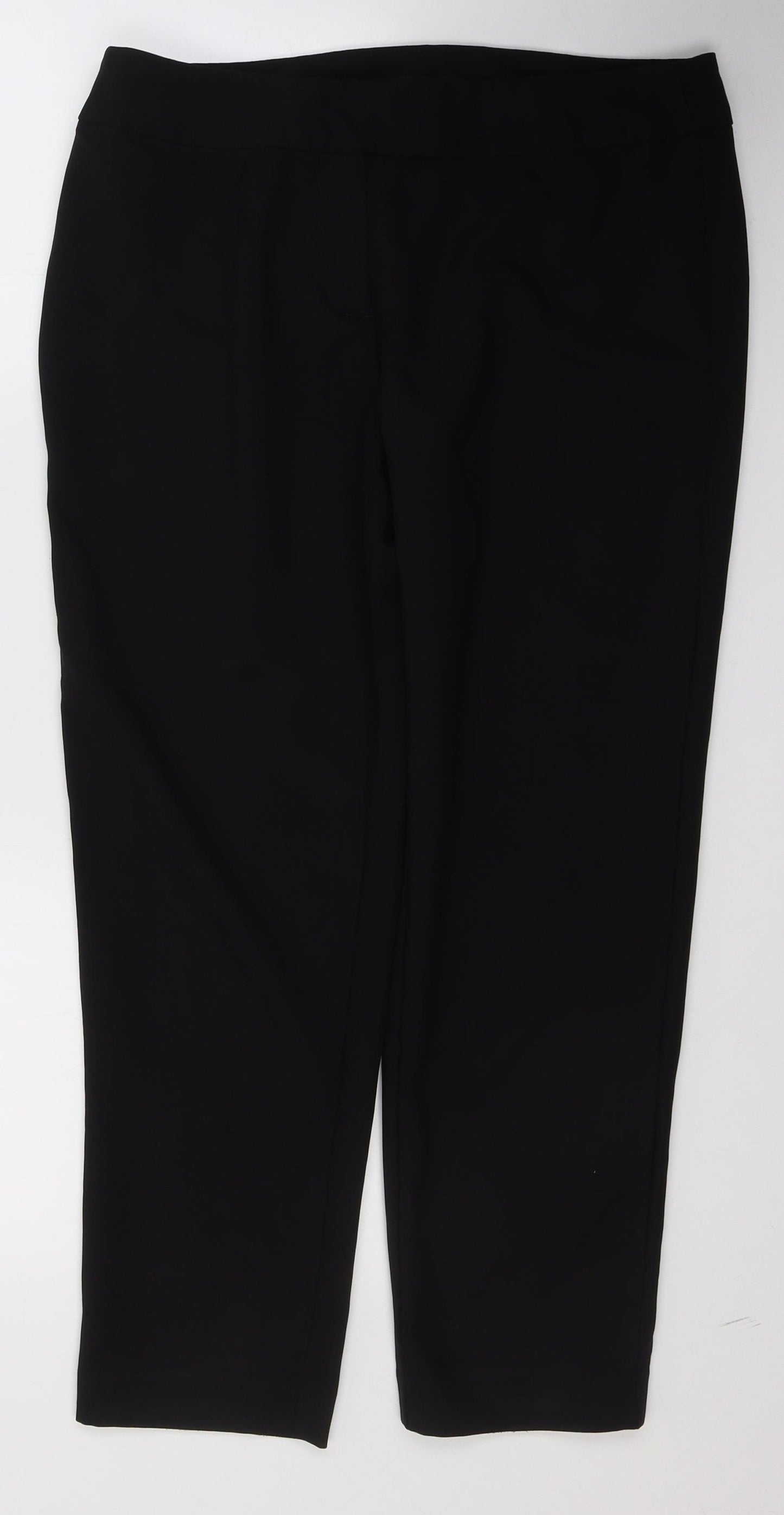 George Womens Black  Polyester Cropped Trousers Size 14 L26 in Regular Button