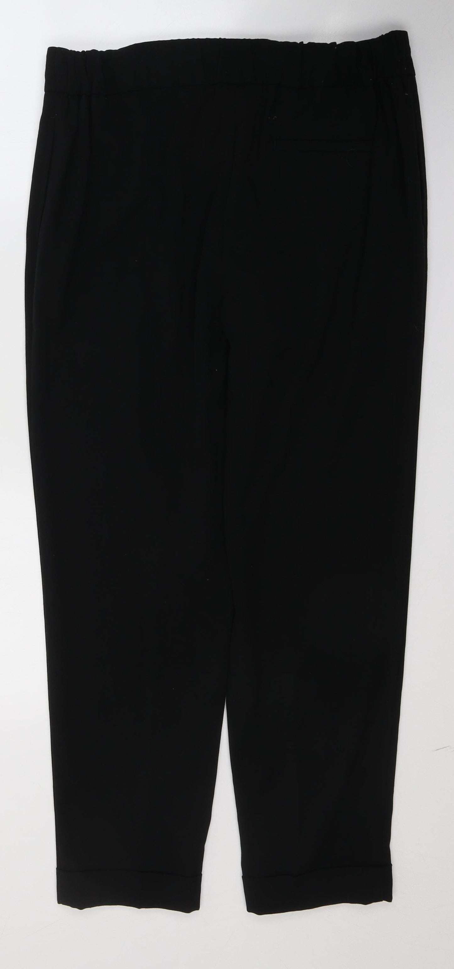 Marks and Spencer Womens Black  Polyester Trousers  Size 14 L27 in Regular Button