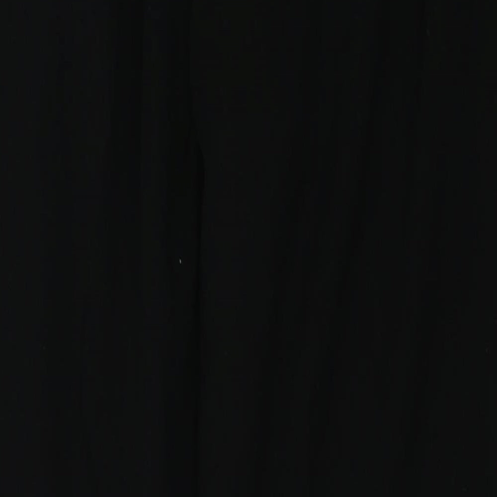 Marks and Spencer Womens Black  Polyester Trousers  Size 14 L27 in Regular Button