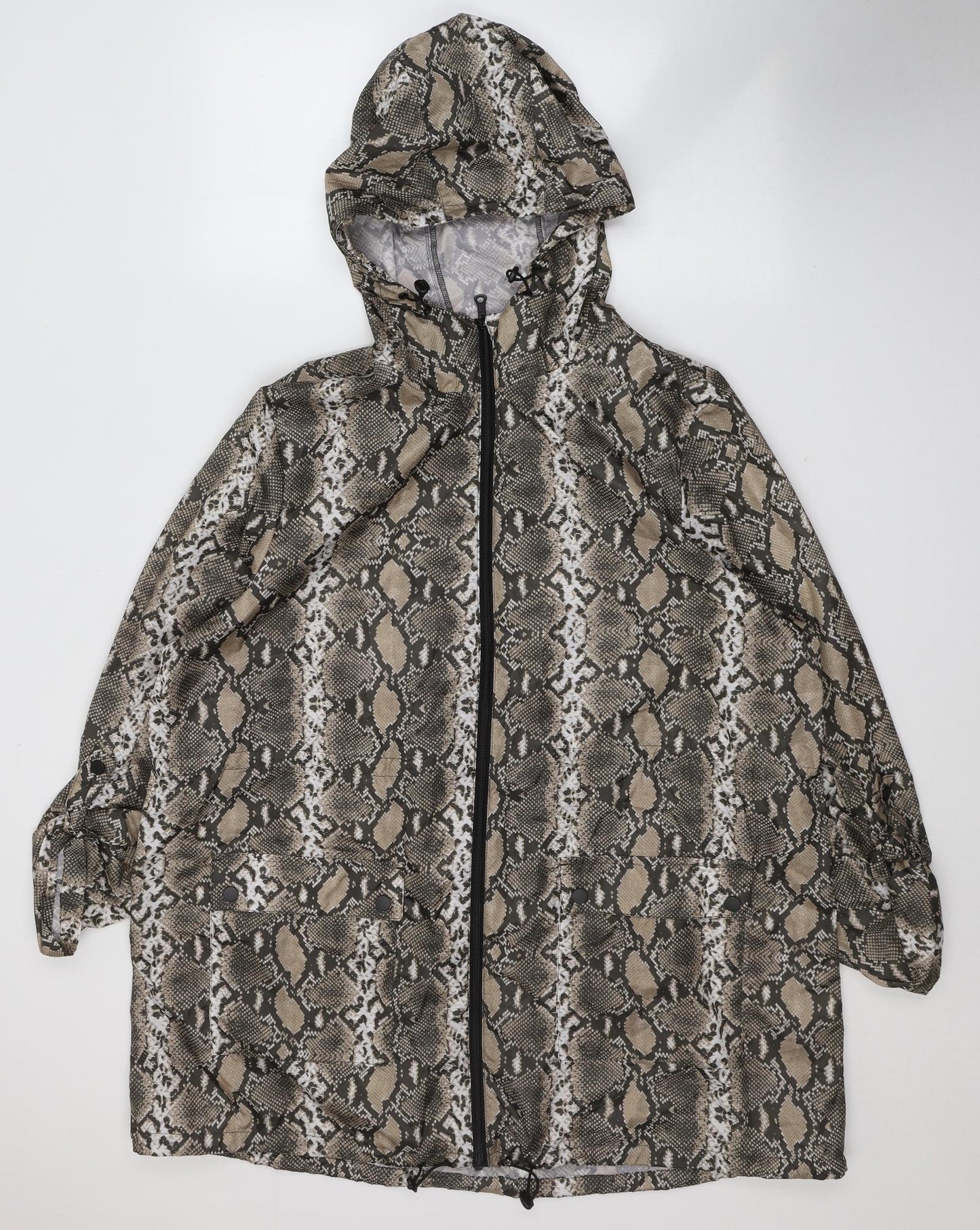 F&F Womens Beige Animal Print  Rain Coat Coat Size XL  Zip - Snake Skin Print