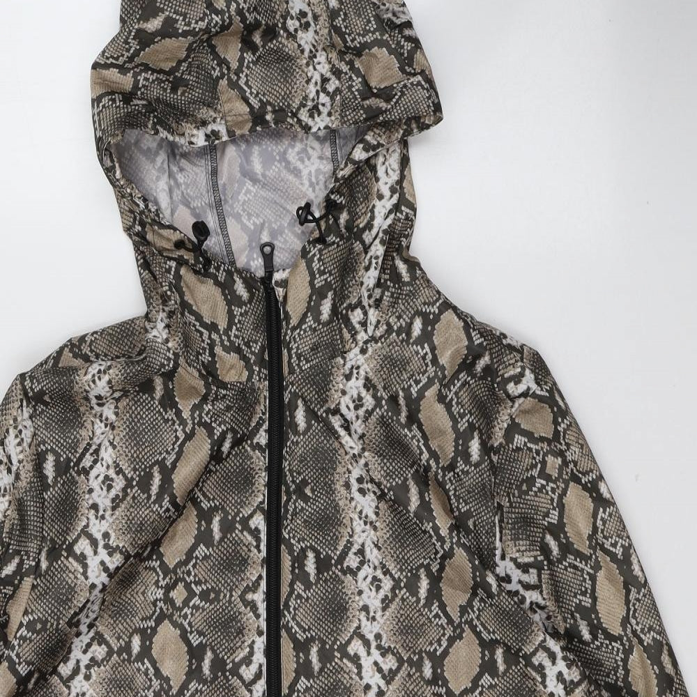 F&F Womens Beige Animal Print  Rain Coat Coat Size XL  Zip - Snake Skin Print