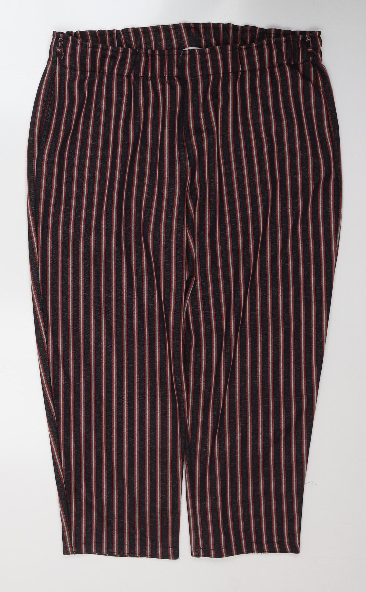 TU Womens Black Striped Polyester Trousers  Size 16 L23 in Regular