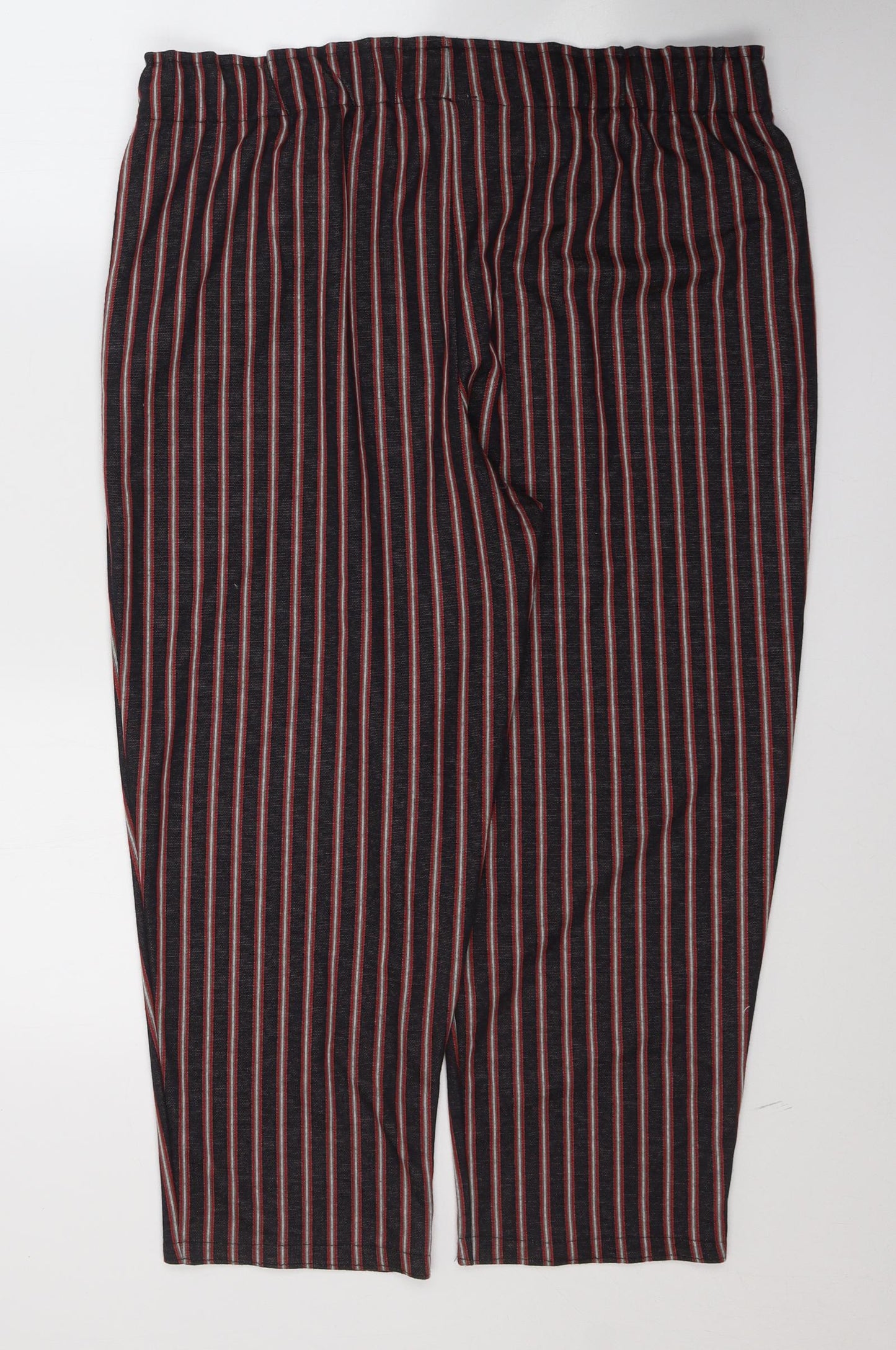 TU Womens Black Striped Polyester Trousers  Size 16 L23 in Regular