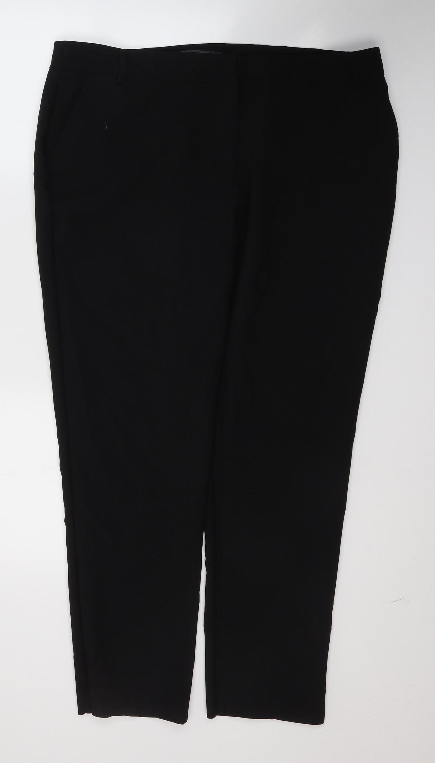 Primark Womens Black  Polyester Trousers  Size 18 L28 in Regular Button
